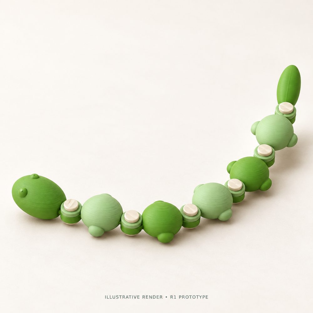 Illustrative render of Pebble Caterpillar