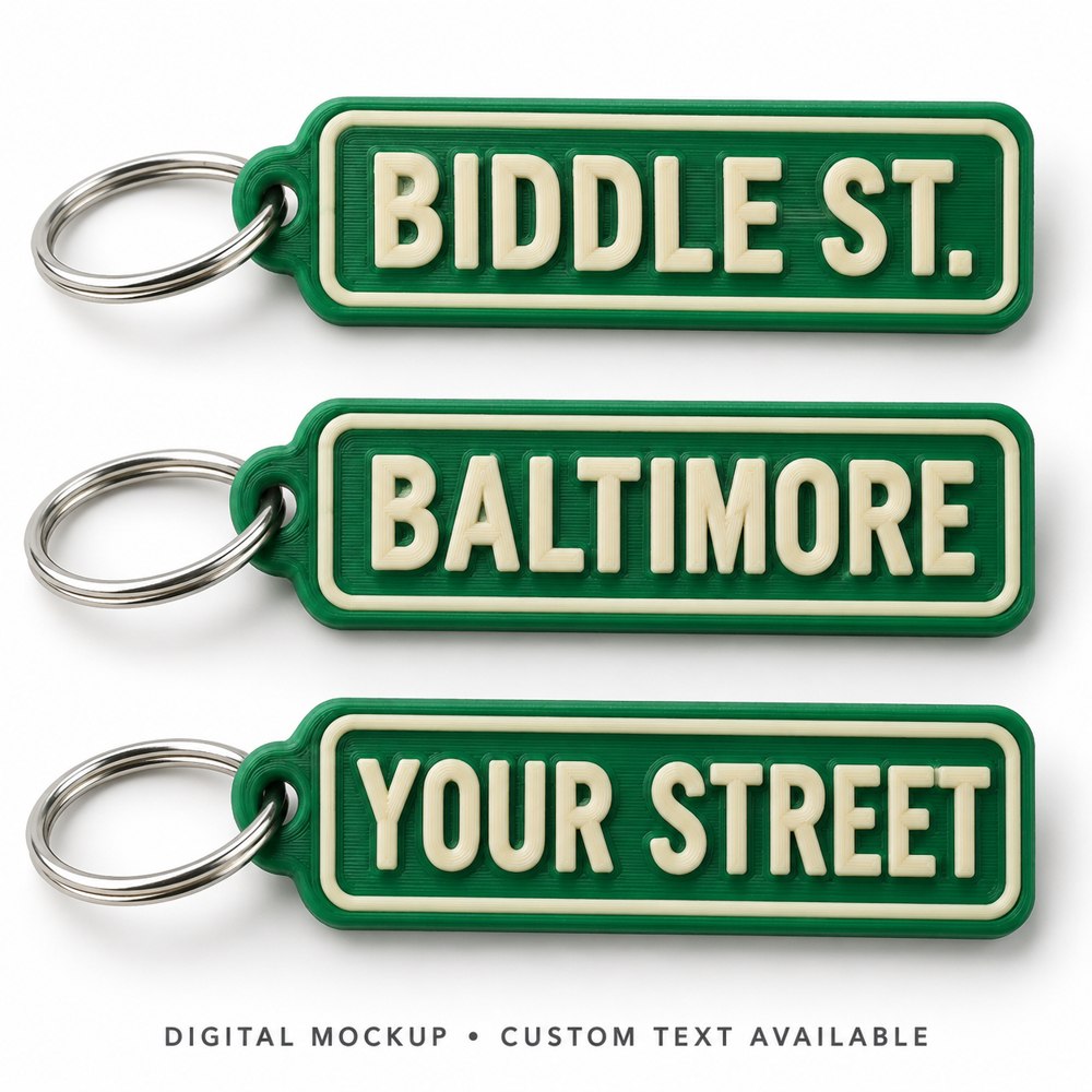 Digital mockup of Your Street, Your Keychain